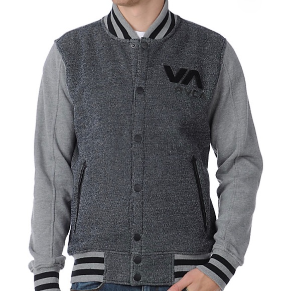 RVCA Other - RVCA fleece lined grey varsity jacket Men’s XL
